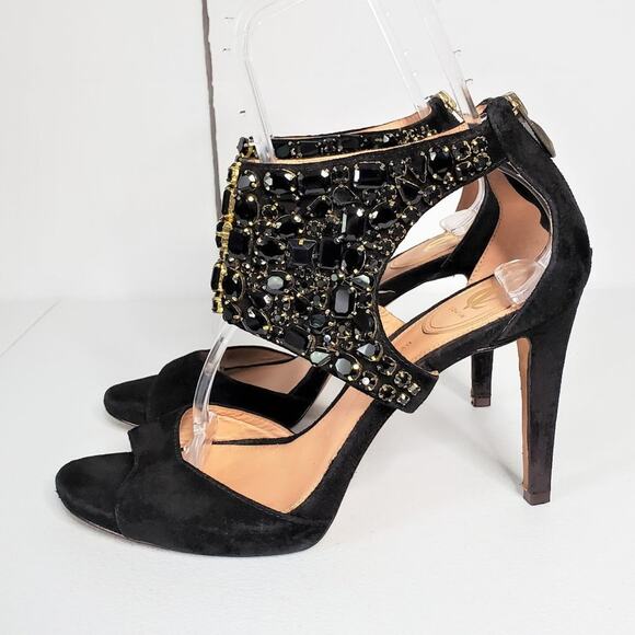 Vince Camuto Signature Suede Embellished Collar Stiletto Heels 11 - Picture 12 of 12